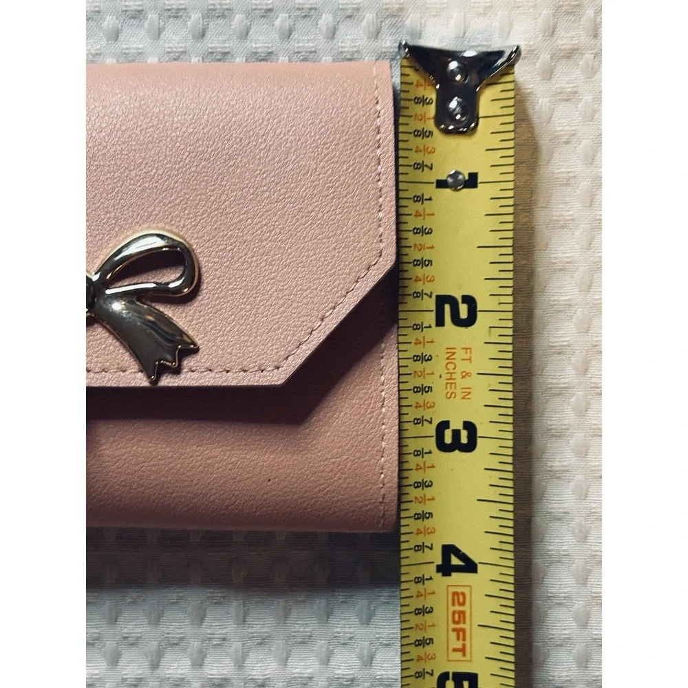 Pink Solid Envelope Wallet with Gold Bow Accent + BONUS Lotion (new)